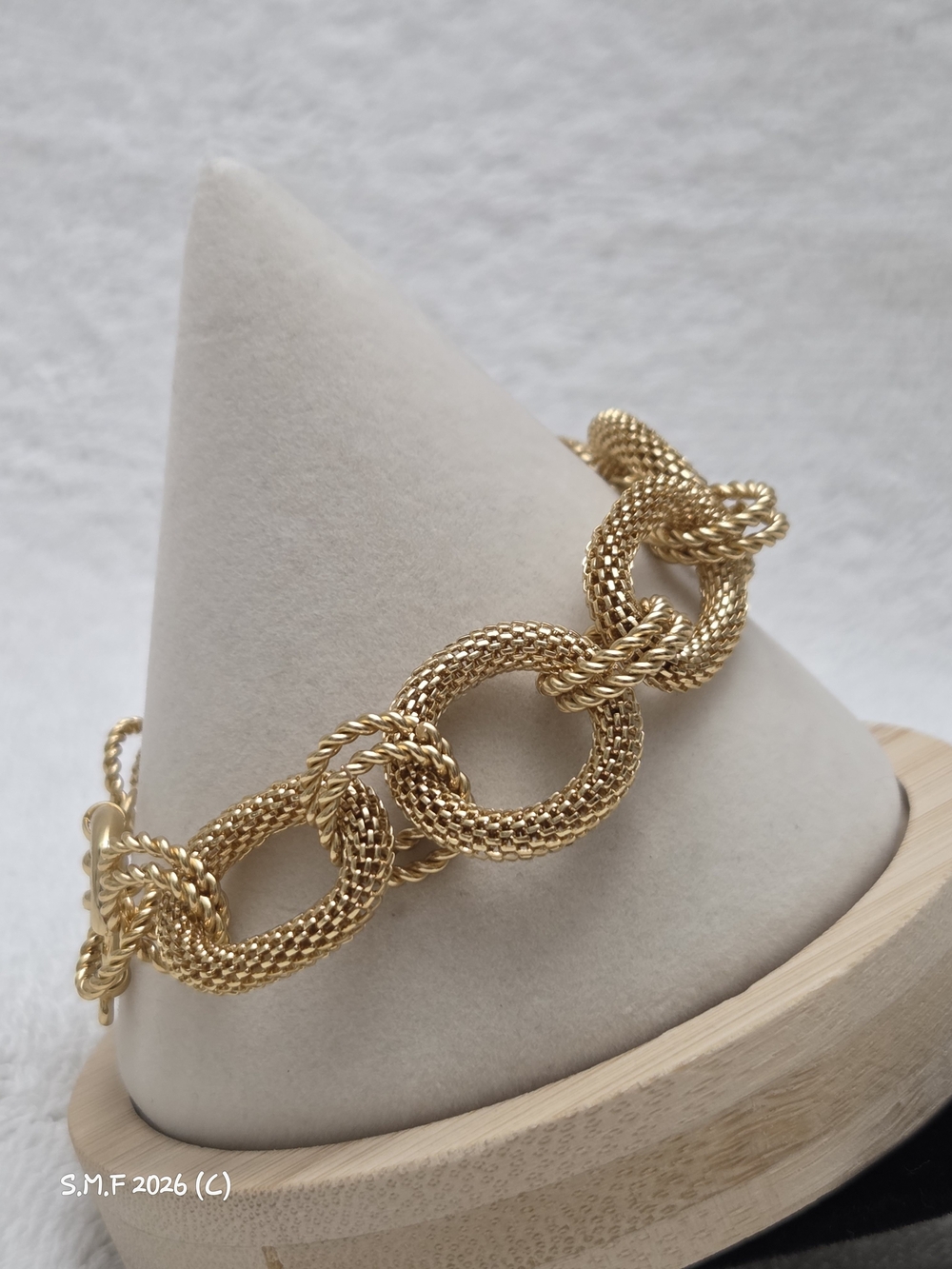 Vintage Style ION Plated Gold toned over Stainless Steel Mesh Link Bracelet